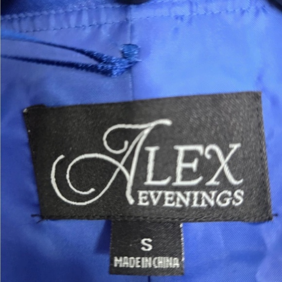 Alex Evenings Satin Jacket Woman Small Blue Collared 3/4 Sleeve Exellent - Picture 7 of 13